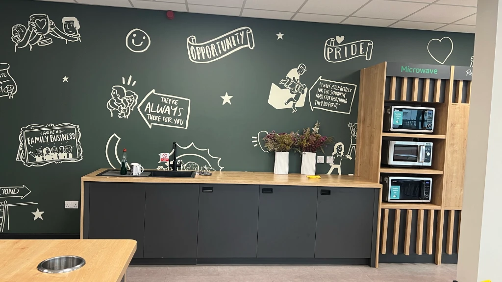 A bank of microwaves within the Samworth's micromarket